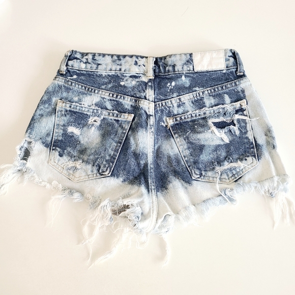 Bershka High Rise Blue Denim Shorts - Picture 2 of 5